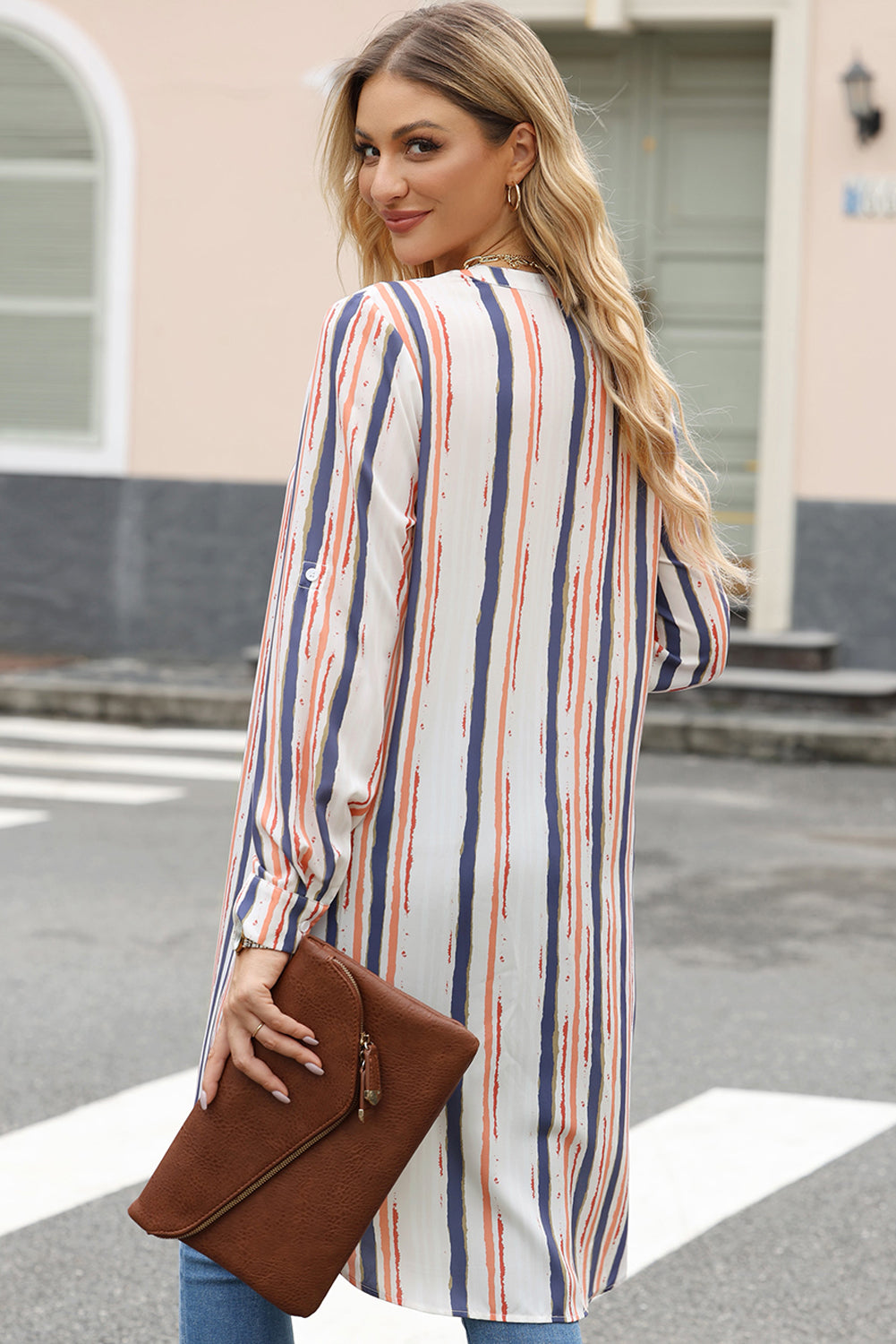 Striped High-Low Longline Shirt Striped High-Low Longline Shirt